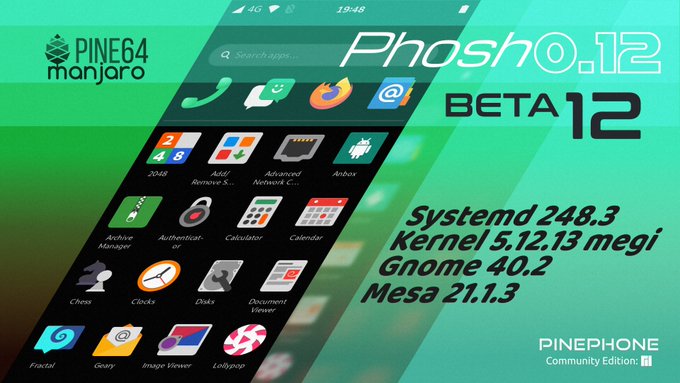 Manjaro ARM Beta12 of Phosh for PinePhone